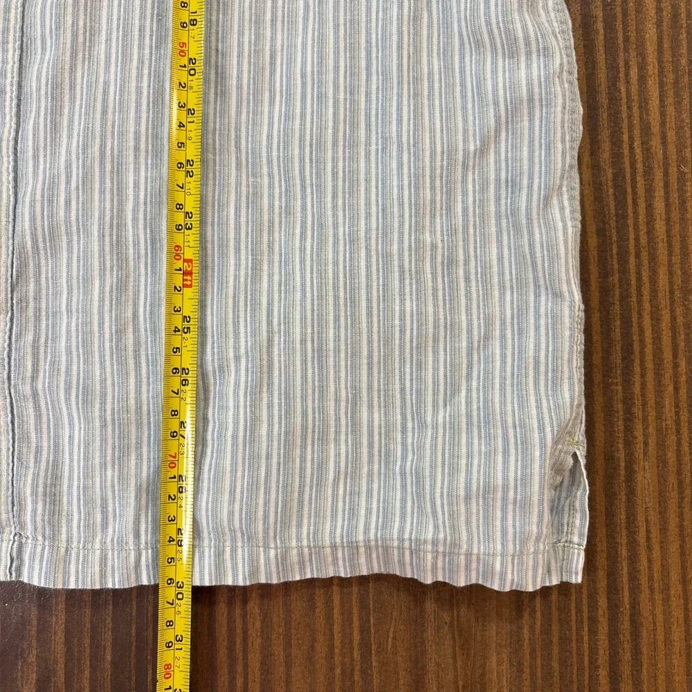 Columbia Mens Linen Cotton Striped Short Sleeve Button Down Shirt Large AM7316